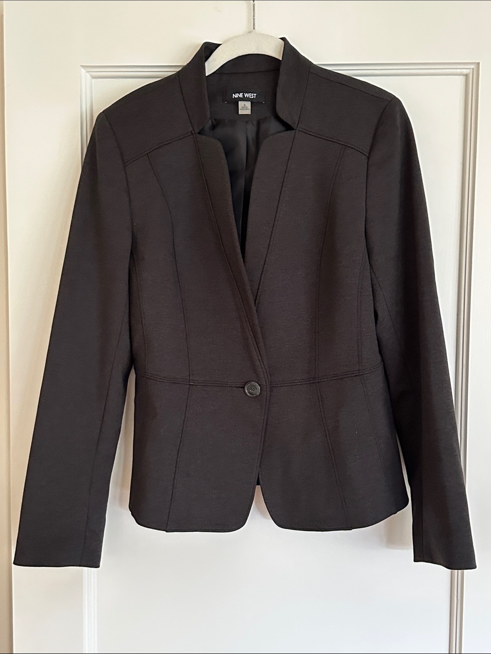 Nine West Slate Gray Notch Collar Fitted Stretch Women's Blazer